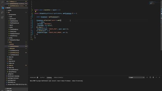 React, Redux & Firebase Tutorial #16 - Social Media App - Connecting To Firestore database смотреть онлайн