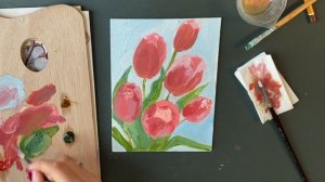 МИНИАТЮРА МАСЛОМ.  Рисуем тюльпаны маслом к 8 марта. Мастер-класс