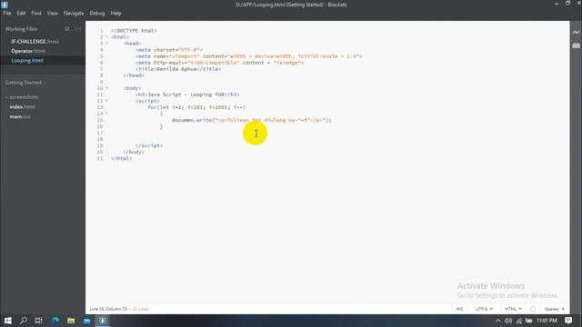TUGAS 7B. LOOPING JAVA SCRIB BRACKETS, Renilda Aphua M, S.TP смотреть онлайн
