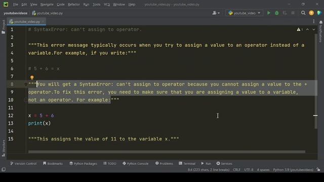 "Debugging Syntax Error: Can't Assign to Operator" смотреть онлайн