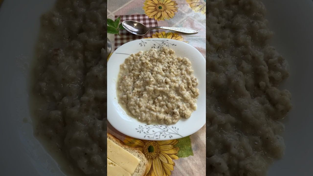 На завтрак у меня сегодня каша геркулесовая, добавил немного сгущёнки и цикорий