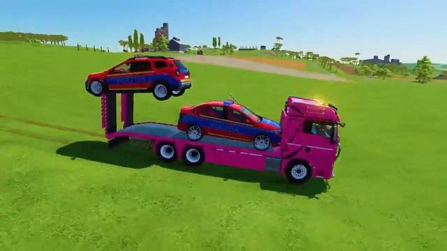 DACIA, VOLSKWAGEN, AUDI POPLICE CARS and MERCEDES, FORD AMBULANCE EMERGENCY TRANSPORT ! FS22 смотреть онлайн
