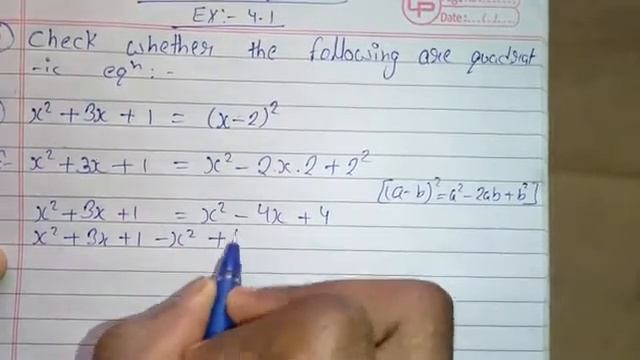Class 10 ll Chapter 4.1 Quadratic Equation ll Question no.1 (vi) x²+3x+1 = (x-2)² смотреть онлайн