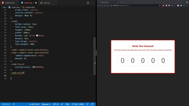 Verify Account | JavaScript HTML CSS смотреть онлайн