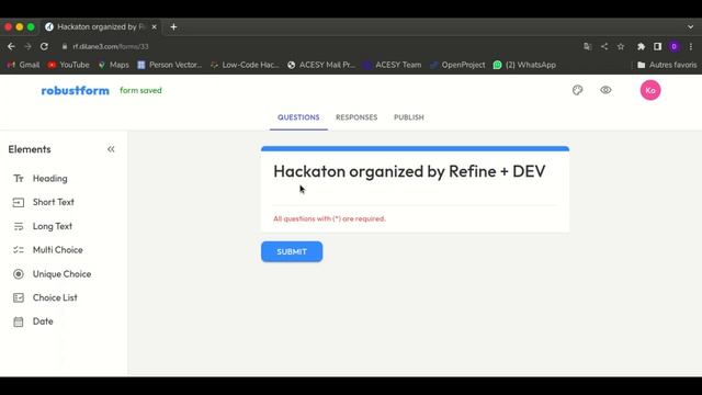 Refine + DEV Hackaton: Robust Form - A simple and easy to use Form Builder React Application. смотреть онлайн