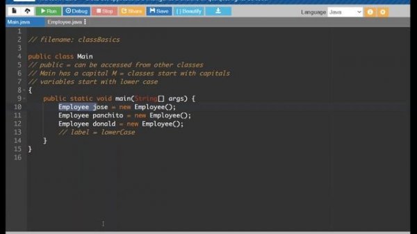 Java Classes Lesson 01) Class Basics