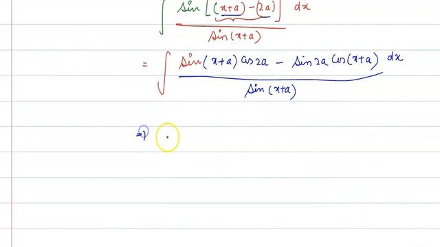 Evaluate : `int(sin(x-a))/(sin(x+a))dx` смотреть онлайн