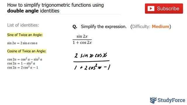 Simplify Trigonometric Expression with Double-Angle Formulas смотреть онлайн