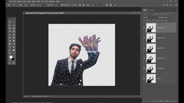 Using Puppet warp tool in Photoshop and create a Gif Animation