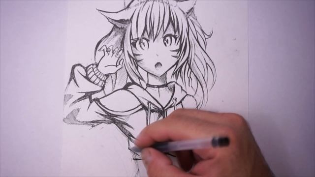 Рисунок аниме, манга, девушка-кошка, anime, manga смотреть онлайн