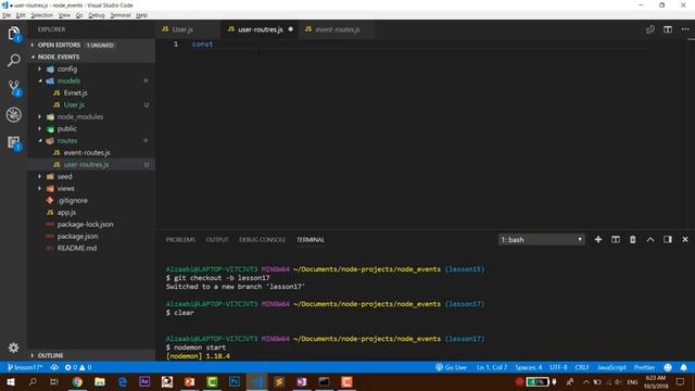 17 - دورة كاملة باستخدام Node.js and MongoDB (انشاء صفحات الدخول و user model) смотреть онлайн
