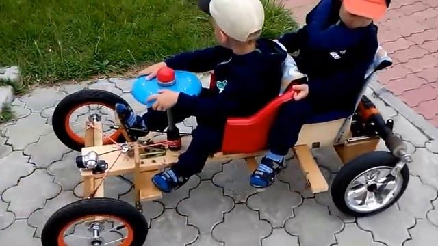 Самодельный детский электромобиль картинг для двоих смотреть онлайн