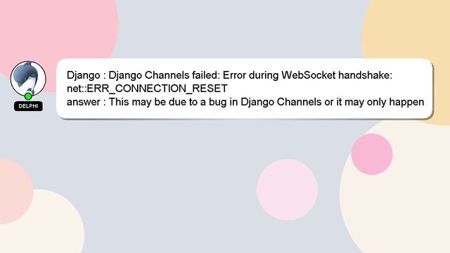 Django : Django Channels failed: Error during WebSocket handshake: net::ERR_CONNECTION_RESET смотреть онлайн