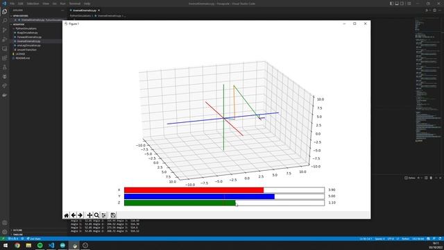 3 DOF Inverse kinematics simulation model (Usage example) - Python смотреть онлайн