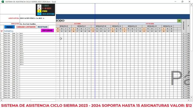Sistema para Registrar la ASISTENCIA ESTUDIANTIL EN EXCEL [RÉGIMEN SIERRA 2023 - 2024] смотреть онлайн