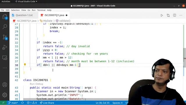 Day on a given date | Date Validation | ISC Computer Science Practical 2007 | Q1 | SOLVED | Java смотреть онлайн