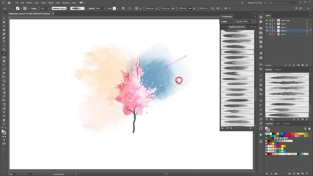 How to draw a Vector Watercolor Tree in Adobe Illustrator смотреть онлайн