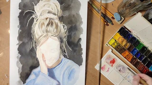 Акварель, портрет, speedpaint. смотреть онлайн