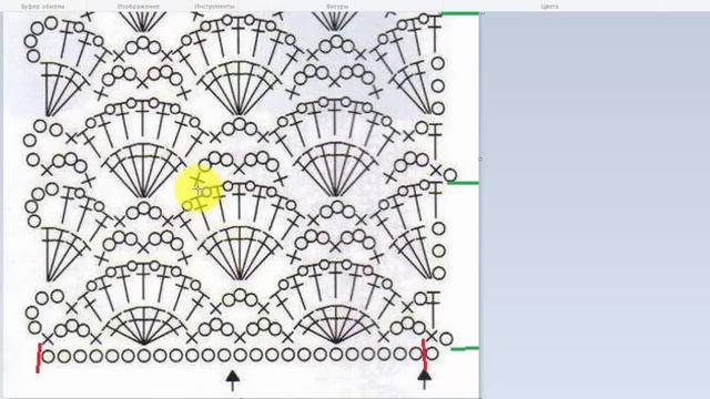 Как читать схемы вязания крючком Узор Веера смотреть онлайн