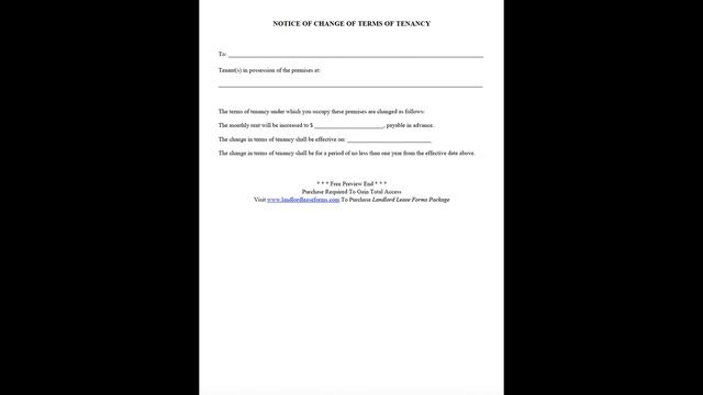 Notice Of Change Of Terms Of Tenancy: Landlord Lease Forms смотреть онлайн