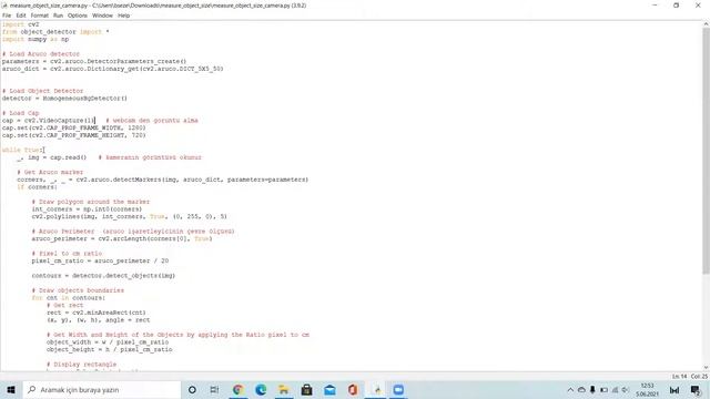 OpenCv Python ve Aruco Marker ile nesnelerin cm cinsinden büyüklüklerini ekranda gösterme Bölüm 2 смотреть онлайн