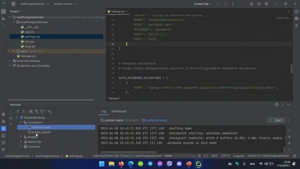Django connect to PostgreSQL through Docker on Pycharm