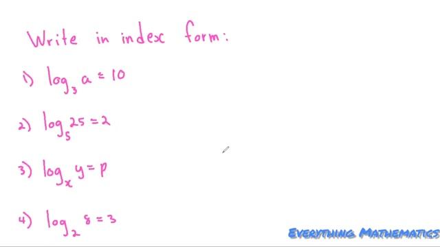 Converting from logarithm form to index form. (LOGARITHM) смотреть онлайн