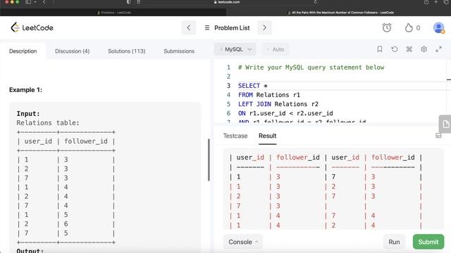 INSTAGRAM LeetCode Medium “Pairs With Maximum Common Followers" 1951 Interview SQL Question | EDS смотреть онлайн