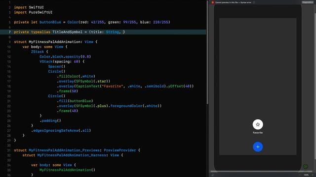SwiftUI Animation Tutorial: Recreating the MyFitnessPal Add Animation - Part 1 смотреть онлайн
