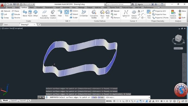 SURFACE BLEND || PATCH || OFFSET || BASIC TUTORIALS FOR BEGINNERS || AUTO CAD 2016 смотреть онлайн