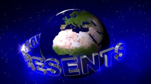 Заставка для начала фильма с 3D титрами: VIDEOSTUDIO PRESENTS на фоне планеты Земля и Вселенной