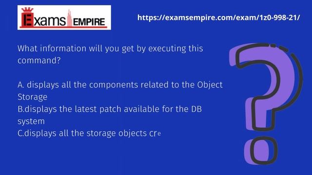 1Z0-998-21 | Oracle Database Cloud Service 2021 Specialist | ExamsEmpire.com смотреть онлайн