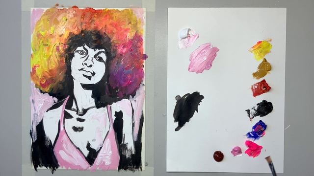 Как нарисовать портрет Африканки / Уроки рисования для начинающих / Рисование акрилом смотреть онлайн