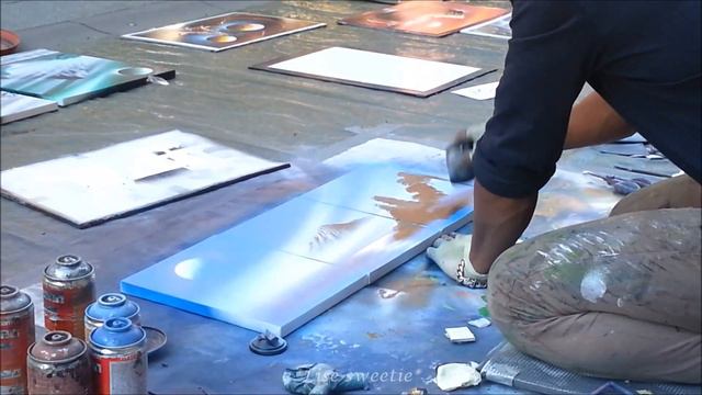 spray paint art - Beautiful nature painting made on canvas смотреть онлайн
