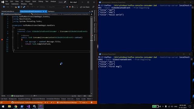 How to send & receive Kafka events between Dotnet or C# microservices using MassTransit смотреть онлайн