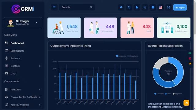 Hospital Dashboard Bootstrap 5 Admin Template with Dark Theme смотреть онлайн