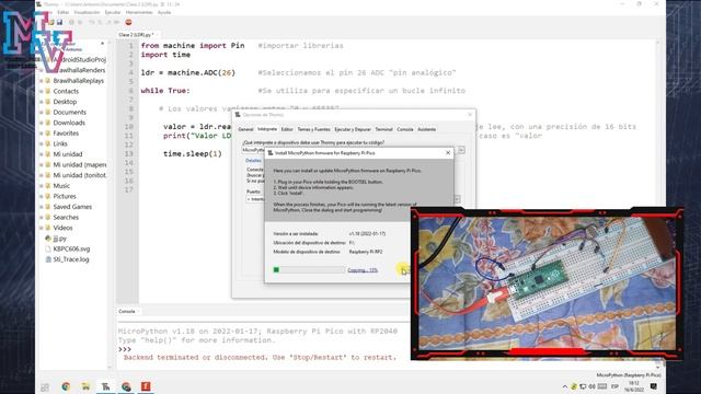 Clase N° 2, Raspberry Pi Pico "MicroPython" (FOTORESISTENCIA) смотреть онлайн