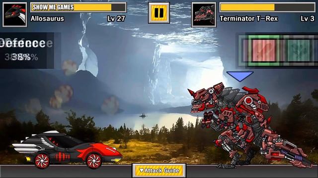 Destroyer T-Rex VS Allosaurus Car | Dino Robot Battle Arena смотреть онлайн
