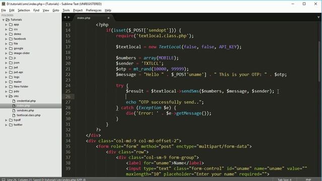Sending OTP SMS in PHP from localhost using textlocal смотреть онлайн