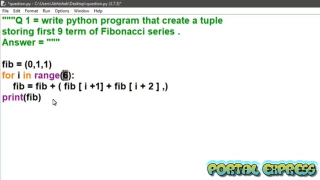 Write python that create a tuple storing first 9 term of Fibonacci series. смотреть онлайн