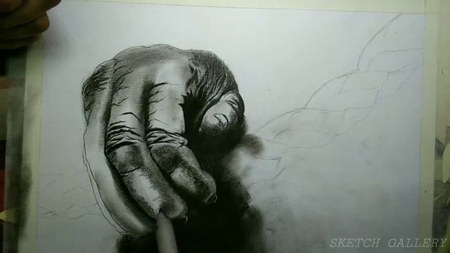 Gorilla hand Drawing | Realistic Charcoal Sketch | By Sketch Gallery смотреть онлайн