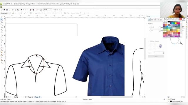 Shirt Flat Sketch Drawing On Corel Draw ll Digital drawing смотреть онлайн