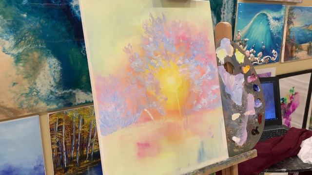 Beginner Friendly Winter Landscape Oil Painting With Mariya Blyznyuk. Рисуем зиму с Марией Близнюк