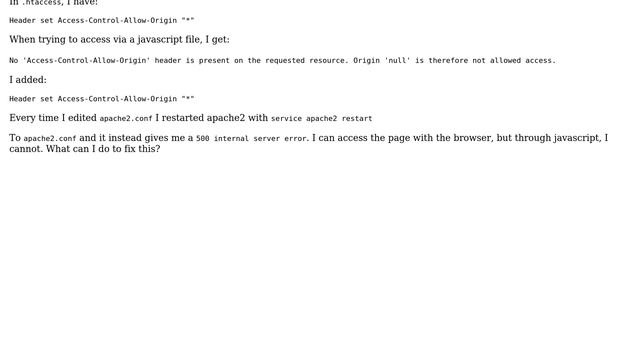 Ubuntu Apache2 server not allowing CORS or reading .htaccess смотреть онлайн