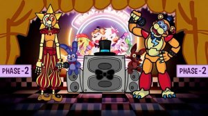 FNaF Comparison Battle Sunrise/Moondrop VS Glamrock Freddy ? ALL Phases of FNF Characters Animation