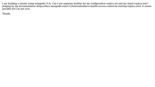 Databases: mongodb - different keyfiles for different replica sets? смотреть онлайн