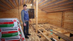 Скрытый электромонтаж в бане из профилированного бруса около 90 м2 .Первый основной этап.