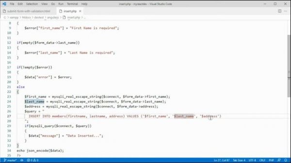 AngularJS PHP Mysql Submit Form Data