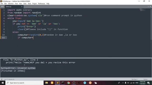 Python cơ bản: Bài 1 Tạo game console .Hàm clear,print,input,if else và exit смотреть онлайн
